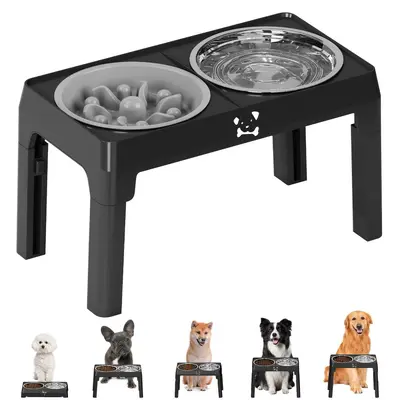 Height-Adjustable Stainless Steel Dog Bowl, Double Bowl, Foldable - 9