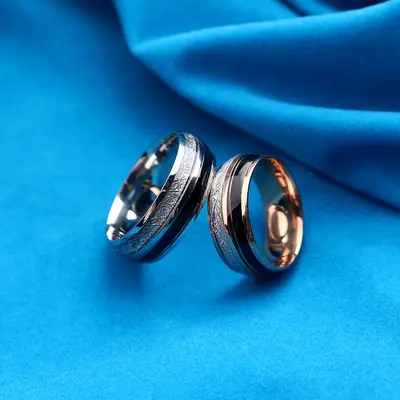 8MM stainless steel two-tone couple ring