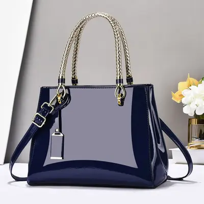 Women's Patent Leather Handbag, Glossy, Large Capacity, Single-Shoulder Crossbody Bag - 3