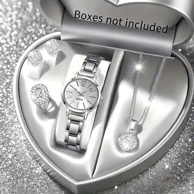 5er Damen-Quarzuhr-Set mit Schmuckaccessoires