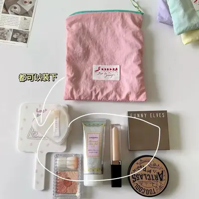 Tragbare Kosmetiktasche, schlank, Makkaron-Farben, Reißverschluss - 10