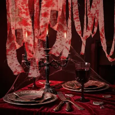 Halloween Blood-Stained Bandages, Realistic Bloody Cloth Strips, Warning Barrier Tape
