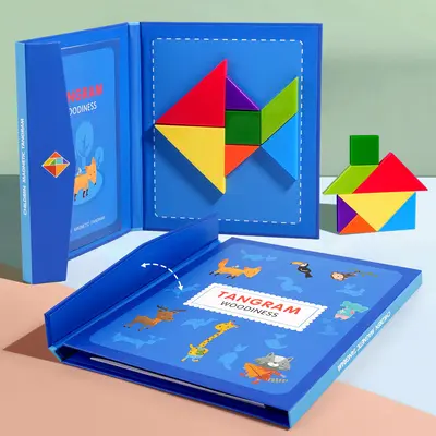 Magnetic Tangram Children's Educational Puzzle, 3D Building Blocks, Grade 1 - 4