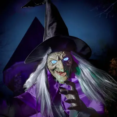 Halloween fliegender Hexenbesen zur Partydekoration und Bühnenbild