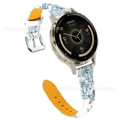 Leather Watch Band Strap 18MM for Garmin Venu 3S/2S Slim Waist Leather Strap, Samsung Huawei Smartwatch T-Type Leather Strap