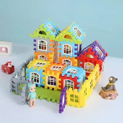 Kinder Bausteinhaus Frühförderung Puzzle-Spielzeugset