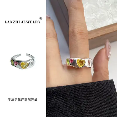 Lanzi 925 Silver Women's Ring Korean Design Adjustable - 7