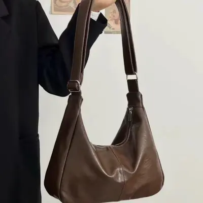 Women's PU Leather Crossbody Bag, Waterproof, Minimalist Dumpling Style - 3