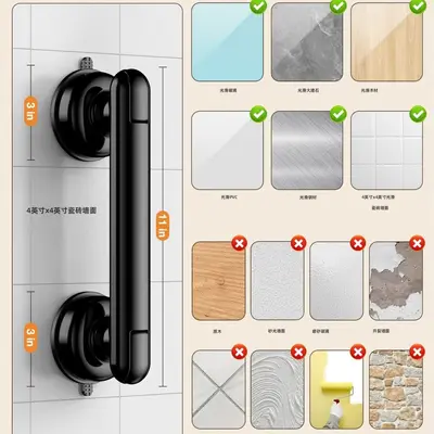 Badezimmer-Saugnapf-Haltegriff ohne Bohren, Sicherheitsgriff für Toilette und Dusche, ruts