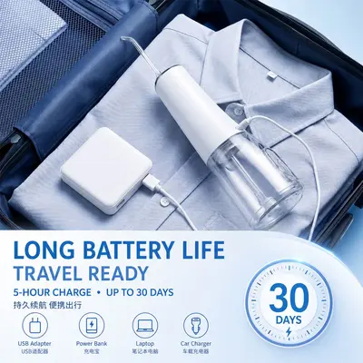 Electric oral irrigator, portable, water flosser, high-frequency pulse
