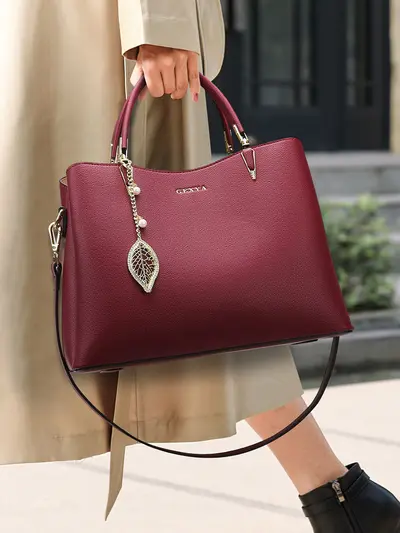 Women's Handbag, Large Capacity Multi-Compartment Soft Leather Commuter Bag - 3