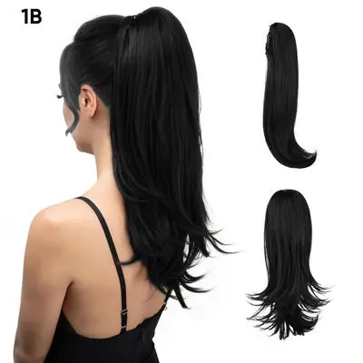 Women's Short Hair Ponytail Wig, High Ponytail, Natural Fluffy Curly, Clip-In - 7