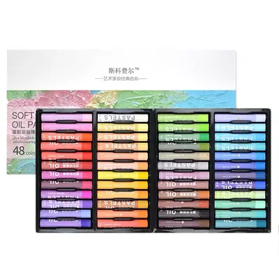 Oil pastel set, 48 colors, hard pastel pencils, washable
