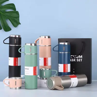Three-Lid Stainless Steel Insulated Mug Gift Box Set - 2
