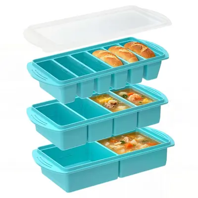 Cross-Border Silicone Ice Cube Tray with Lid Freezing Soup Mold Household Cold Storage Box Reheatable Hot Pot Base Portioning Container - 2