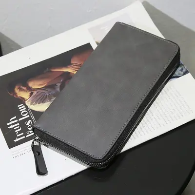 Men's Plaid Long Wallet with Card Slots - 11
