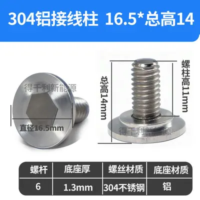 Lithium-Batterie-Bolzenschraube M6, laserschweißt, Edelstahl 304, Polklemme