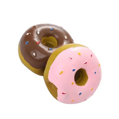 Latex Donut Dog Toy, Chew-Resistant and Squeaky - 3