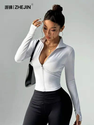 Women's Fitness Yoga Jacket Quick-Dry Autumn Top - 3