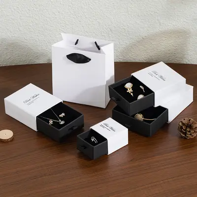 Hersteller-Großhandel Getreidegelb Schubladenbox Schmuck-Aufbewahrungsbox Anhänger Ringverpackungsbox Armbandkette Halskette Schmuckverpackungsbox - 9