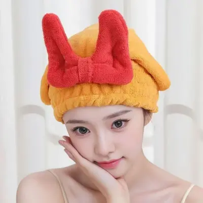 Bow Quick-Dry Absorbent Hair Drying Cap, Shower Cap - 10