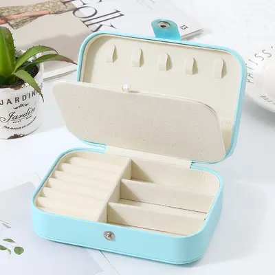 Simple Flip-Top Travel Two-Layer Portable Jewelry Box Ring Necklace Earring Multi-Layer Jewelry Storage Box - 10
