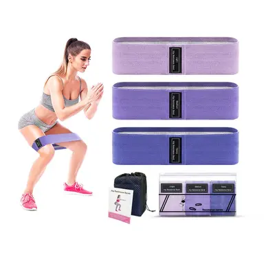 Yoga Resistance Band Set, Polyester-Cotton Woven Glute Loop, Squat Fitness Loops - 12