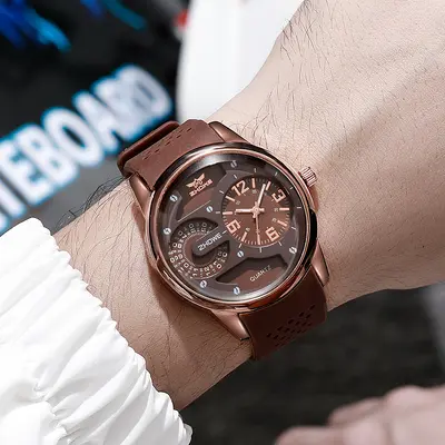 Men's sports watch, silicone strap, waterproof
