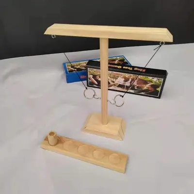 Ring Toss Games Wooden Toy Bar Family Desktop Hook and Loop Ring Toss Game - 7