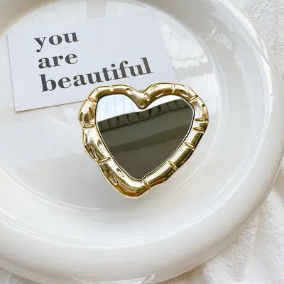 Heart Shaped Phone Airbag Holder with Mirror Portable - 6