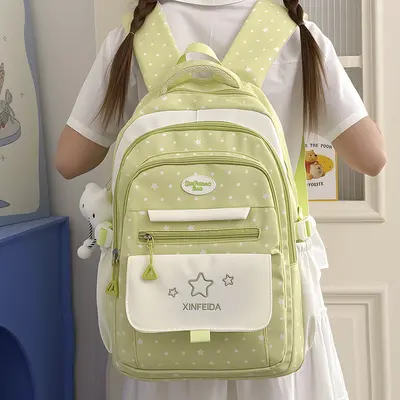 Star Polka Dot Lightweight Backpack for Girl Students - 3