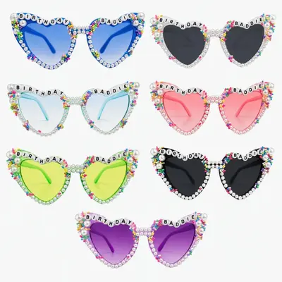 Birthday Sunglasses with Pearl Heart Frames