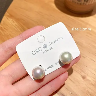 S925 silver pearl stud earrings for women, lightweight luxury - 12