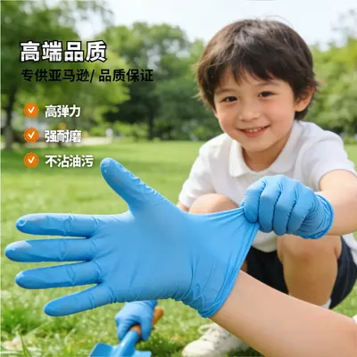 Children's Food-Grade Disposable XS Size Thickened Nitrile Gloves, Dirt-Resistant Gloves for Painting, Gardening, Crafts and Doodling