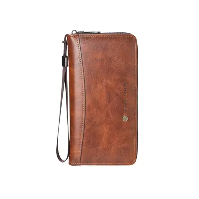 Men's Long Zipper Wallet with Multiple Card Slots, Large Capacity Leather Clutch - 9