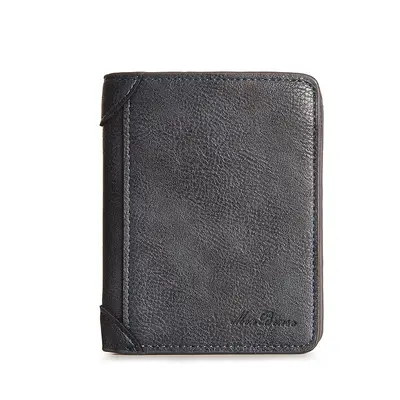 Men's Vertical Short Wallet with Zipper Coin Pocket - 8