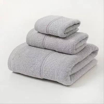 Badetuch-Set, dreiteilig, 100% reine Baumwolle - 9
