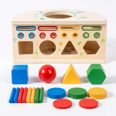 Montessori Holz-Intelligenzbox mit Formenspiel