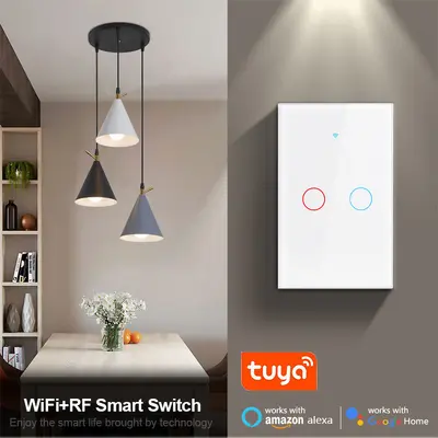 Tuya Smart Switch US/AU Standard Alexa Voice Control Single Neutral Fire Universal WiFi Smart Switch Panel
