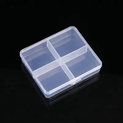 Feste 4-teilige transparente Kunststoffbox mit Deckel zur Aufbewahrung von Ringen, Angelzubehörbox, Maniküre-Box, Schmuck-Zubehör-Verpackungsbox