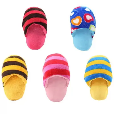 Squeaky Plush Slipper Dog Toy Chew-Resistant Small Breed - 2