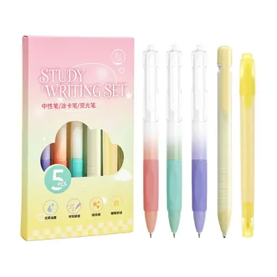 Gelstift, Leuchtstift und Markierer Schreibwaren-Set, 5-teilig - 10