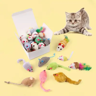 Boxed Cat Toy Set with Sisal Mice and Feather Teasers - 1