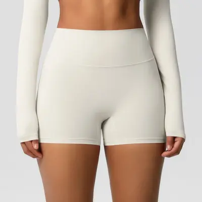 Solid Color Double-Sided Brushed High-Waist Butt-Lifting Women's Yoga Shorts, Running and - 11