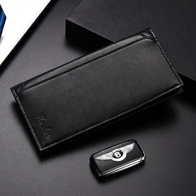 Men's Long Ultra-Thin Leather Wallet with Multiple Card Slots, Retro Style - 1