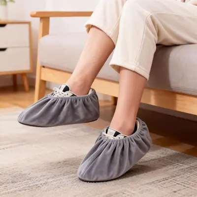 Waschbare Flanell-Schuhüberzieher, wiederverwendbar, rutschfest