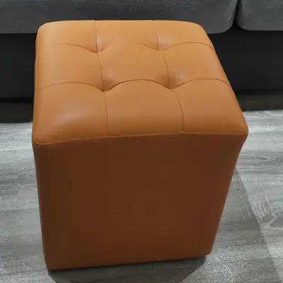 Yuvarlak deri puf, ev tipi ayakkabı değiştirme tabureşi - 11
