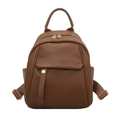 Korean-Style Women's Backpack with Soft Leather Texture - 10