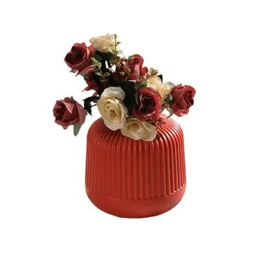 Nordic Creative Vase Decoration Handicraft Ornament Flower Pot Dried and Artificial Flower Decor Plastic Container Factory Direct Sales Green Plant