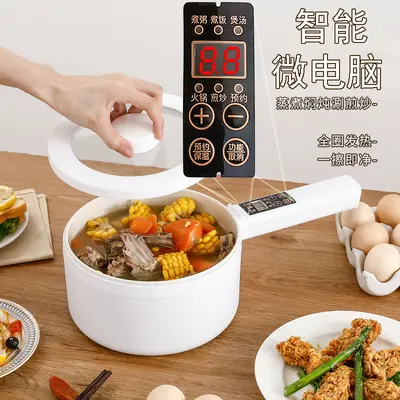 Household Electric Cooking Pot Smart Multifunctional Long Handle Single Handle Small Electric Pot Student Dormitory Electric Hot Pot Electric Steaming and Cooking All-in-One Pot